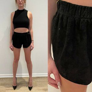 VEDA Black Suede Shorts